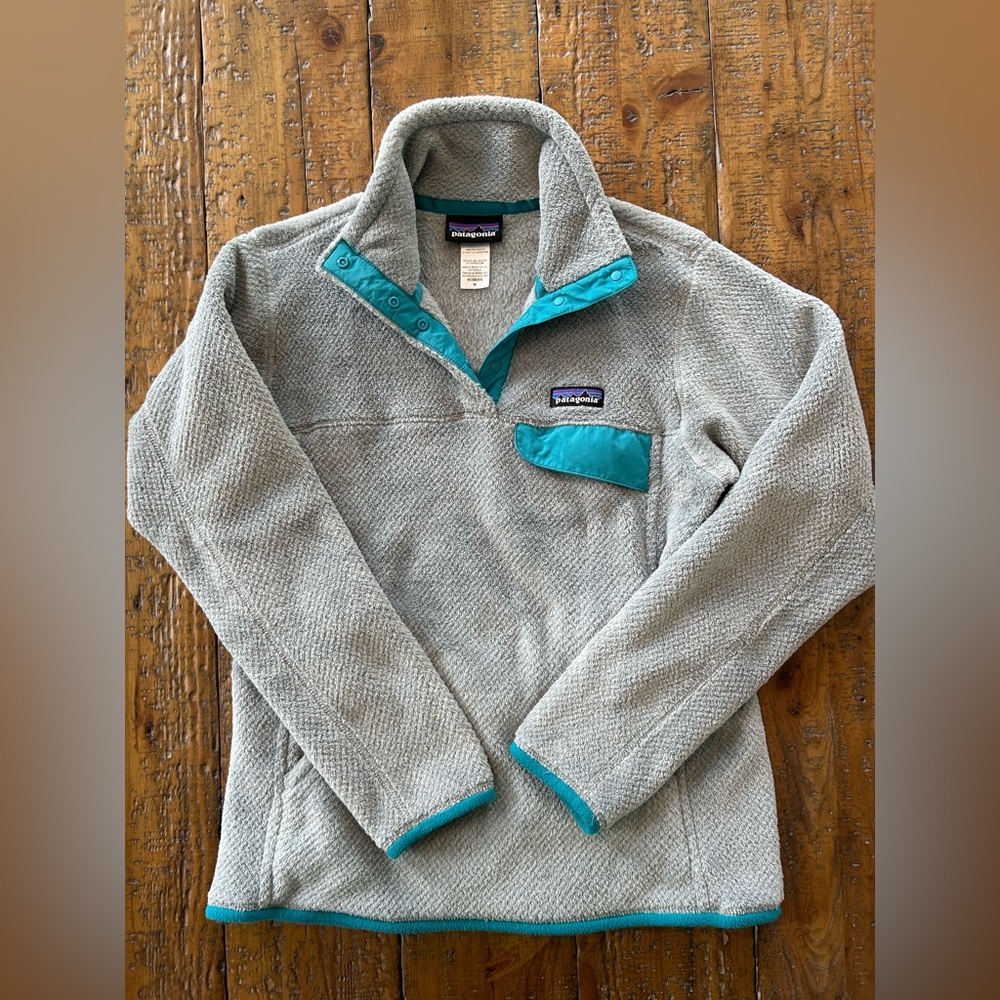 Patagonia Snap-T Pullover, M, grey/teal